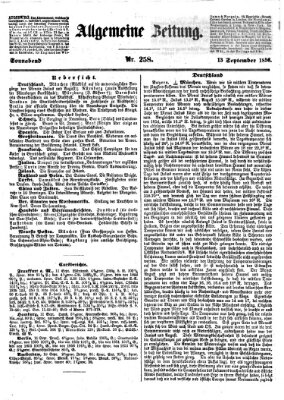 Allgemeine Zeitung Samstag 13. September 1856