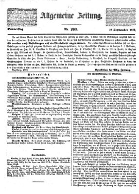 Allgemeine Zeitung Donnerstag 18. September 1856