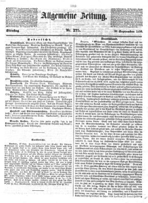 Allgemeine Zeitung Dienstag 30. September 1856