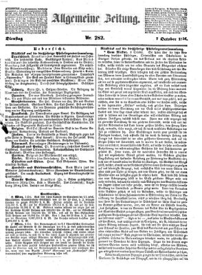 Allgemeine Zeitung Dienstag 7. Oktober 1856