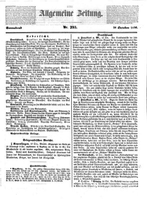 Allgemeine Zeitung Samstag 18. Oktober 1856