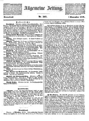 Allgemeine Zeitung Samstag 1. November 1856