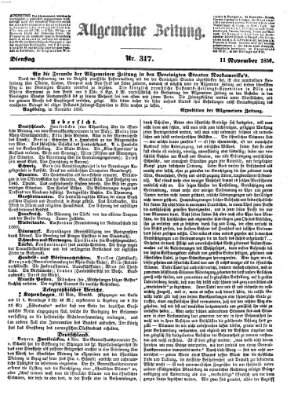 Allgemeine Zeitung Dienstag 11. November 1856