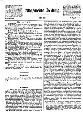 Allgemeine Zeitung Samstag 3. April 1858