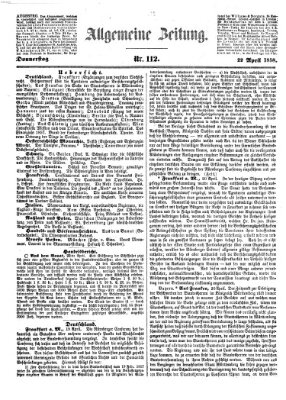 Allgemeine Zeitung Donnerstag 22. April 1858