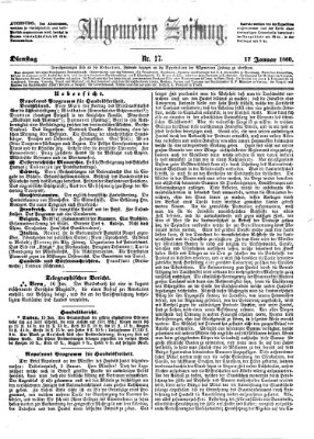 Allgemeine Zeitung Dienstag 17. Januar 1860