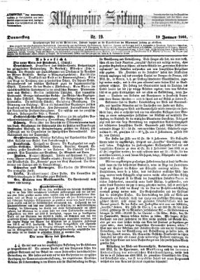 Allgemeine Zeitung Donnerstag 19. Januar 1860