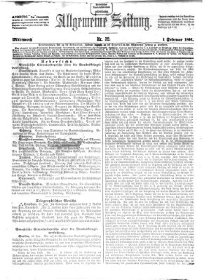 Allgemeine Zeitung Mittwoch 1. Februar 1860