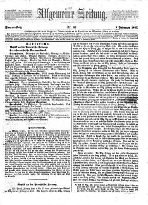 Allgemeine Zeitung Donnerstag 9. Februar 1860