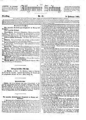 Allgemeine Zeitung Dienstag 14. Februar 1860