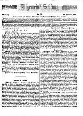 Allgemeine Zeitung Montag 27. Februar 1860