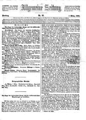 Allgemeine Zeitung Freitag 2. März 1860