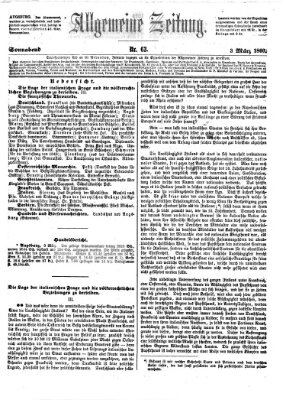 Allgemeine Zeitung Samstag 3. März 1860