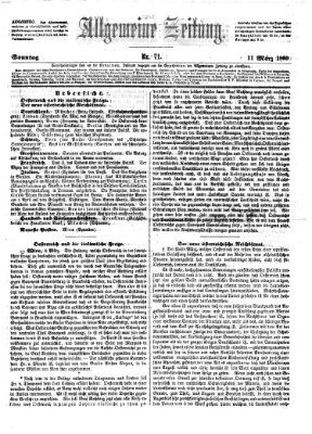 Allgemeine Zeitung Sonntag 11. März 1860