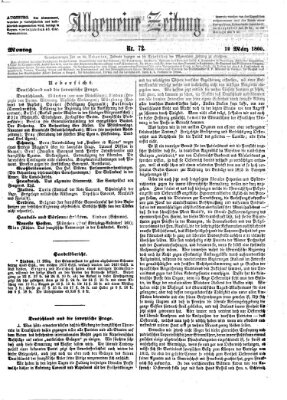 Allgemeine Zeitung Montag 12. März 1860