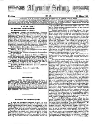 Allgemeine Zeitung Freitag 16. März 1860