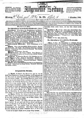 Allgemeine Zeitung Montag 1. Oktober 1860