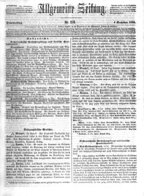 Allgemeine Zeitung Donnerstag 4. Oktober 1860