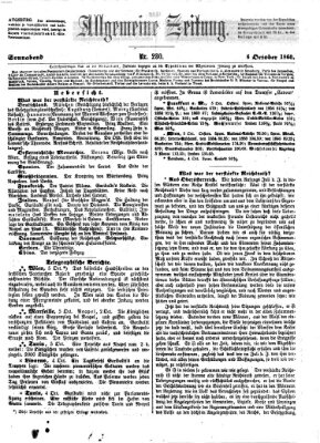 Allgemeine Zeitung Samstag 6. Oktober 1860