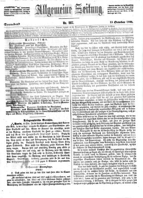 Allgemeine Zeitung Samstag 13. Oktober 1860