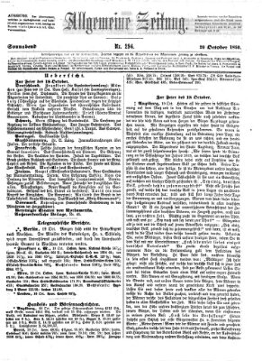 Allgemeine Zeitung Samstag 20. Oktober 1860