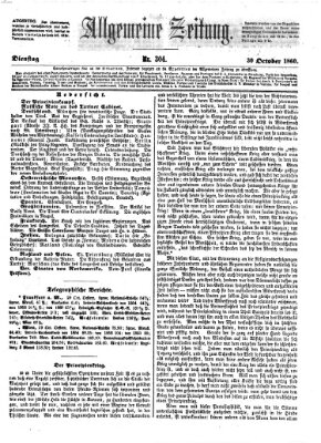 Allgemeine Zeitung Dienstag 30. Oktober 1860