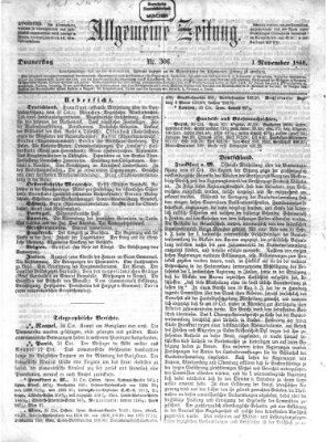 Allgemeine Zeitung Donnerstag 1. November 1860