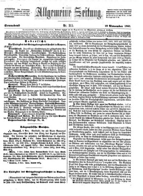 Allgemeine Zeitung Samstag 10. November 1860