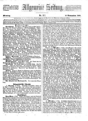 Allgemeine Zeitung Montag 12. November 1860