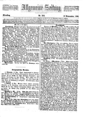 Allgemeine Zeitung Dienstag 13. November 1860