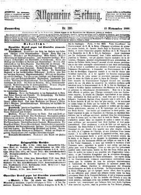 Allgemeine Zeitung Donnerstag 15. November 1860