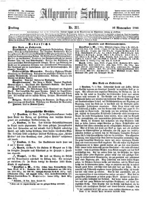 Allgemeine Zeitung Freitag 16. November 1860