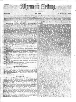 Allgemeine Zeitung Montag 19. November 1860