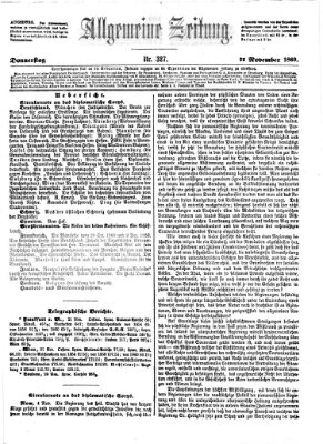 Allgemeine Zeitung Donnerstag 22. November 1860