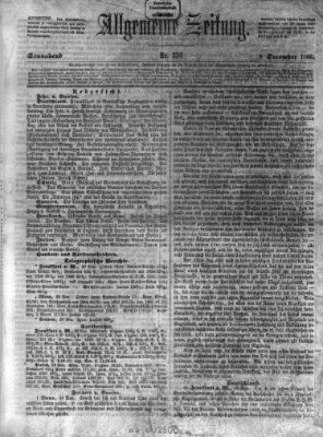 Allgemeine Zeitung Samstag 1. Dezember 1860