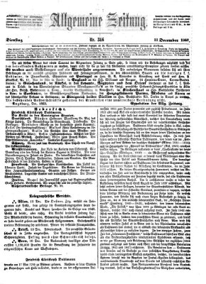 Allgemeine Zeitung Dienstag 11. Dezember 1860