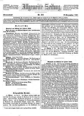 Allgemeine Zeitung Samstag 29. Dezember 1860