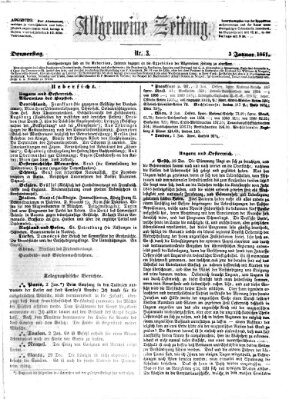 Allgemeine Zeitung Donnerstag 3. Januar 1861