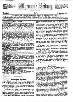 Allgemeine Zeitung Montag 7. Januar 1861