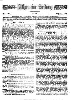 Allgemeine Zeitung Donnerstag 10. Januar 1861