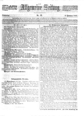 Allgemeine Zeitung Sonntag 13. Januar 1861