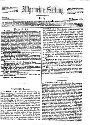 Allgemeine Zeitung Dienstag 15. Januar 1861