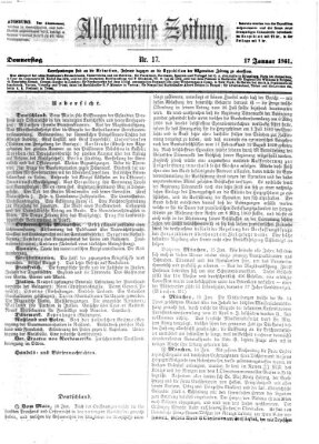 Allgemeine Zeitung Donnerstag 17. Januar 1861