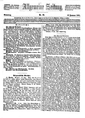 Allgemeine Zeitung Sonntag 20. Januar 1861