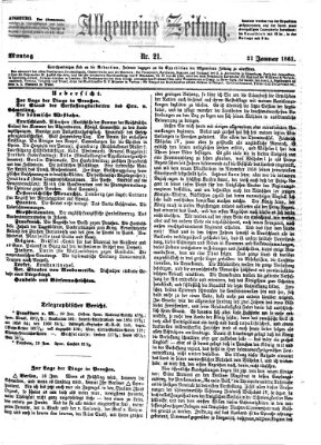 Allgemeine Zeitung Montag 21. Januar 1861