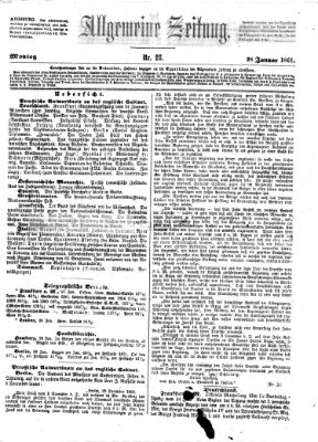 Allgemeine Zeitung Montag 28. Januar 1861