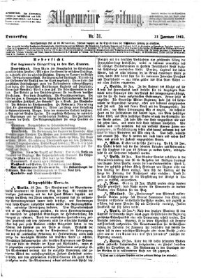 Allgemeine Zeitung Donnerstag 31. Januar 1861