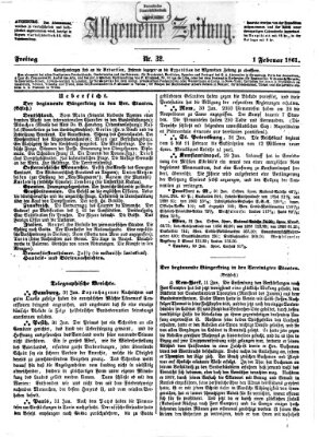 Allgemeine Zeitung Freitag 1. Februar 1861