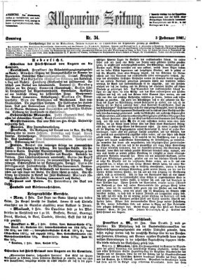 Allgemeine Zeitung Sonntag 3. Februar 1861