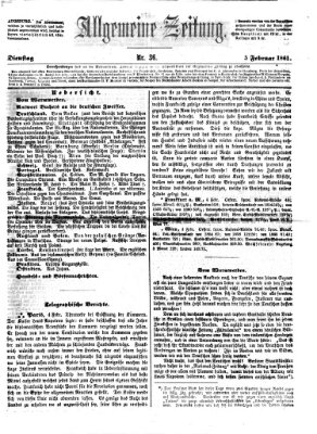 Allgemeine Zeitung Dienstag 5. Februar 1861